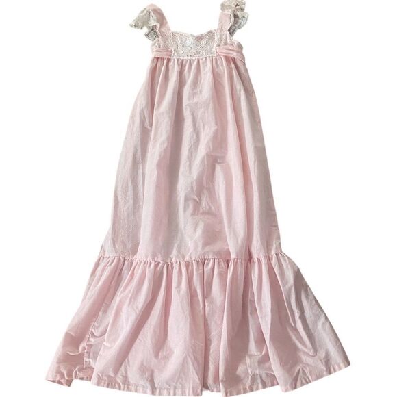 Miss Rita CA Pink Swiss Dot Lace Modest Feminine Garden Party Apron Maxi Dress - Picture 1 of 8